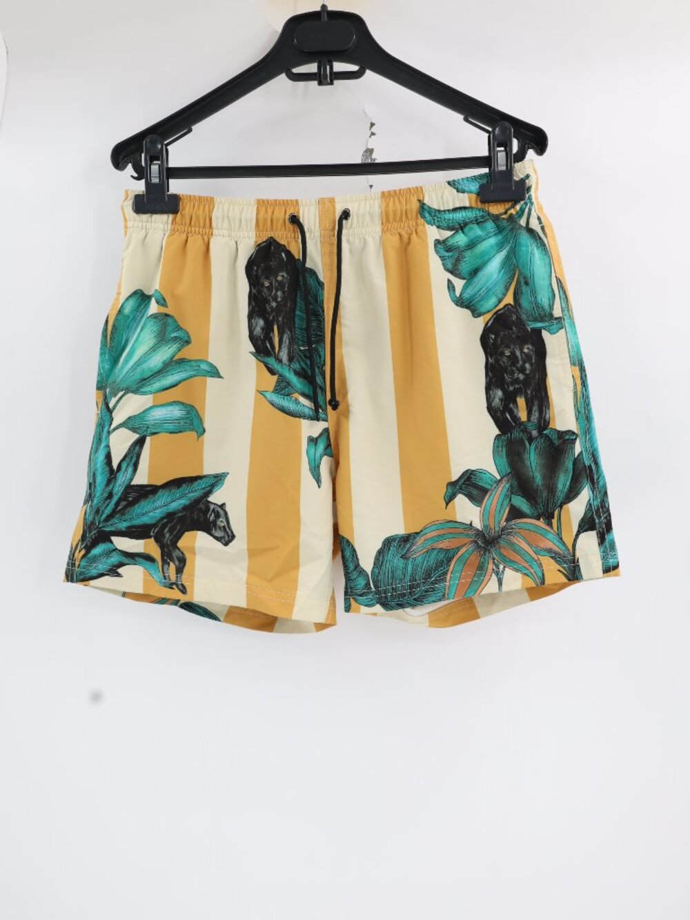 Mavrans Swim Shorts Men's Medium 5" Pantera Striped Floral Printed Drawstring